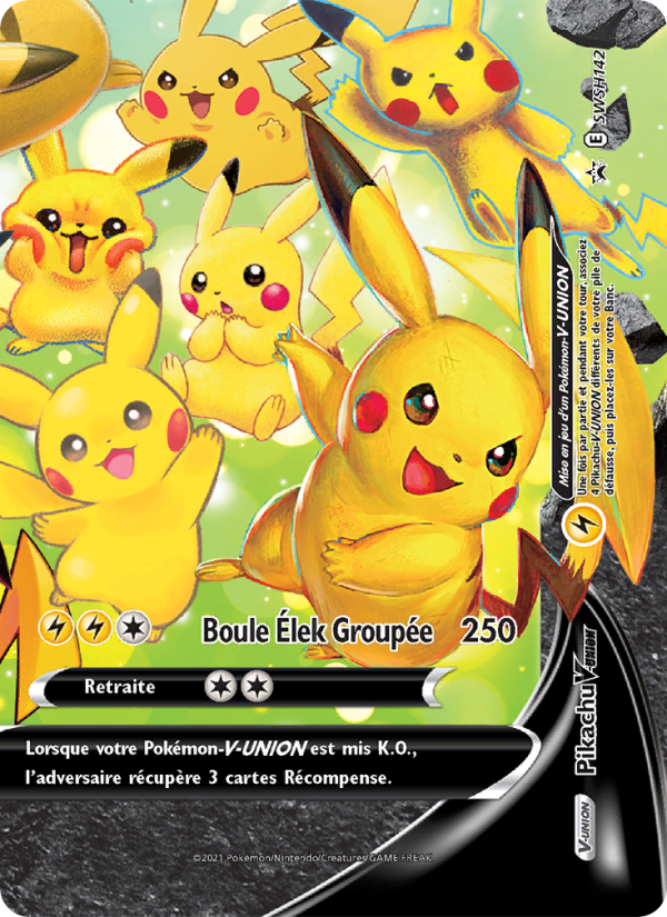 Pikachu V-UNION SWSH142 — Promo SWSH (French Pokémon TCG card)