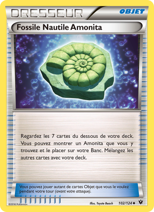 Fossile Nautile Amonita 102 — Impact des Destins (French Pokémon TCG card)