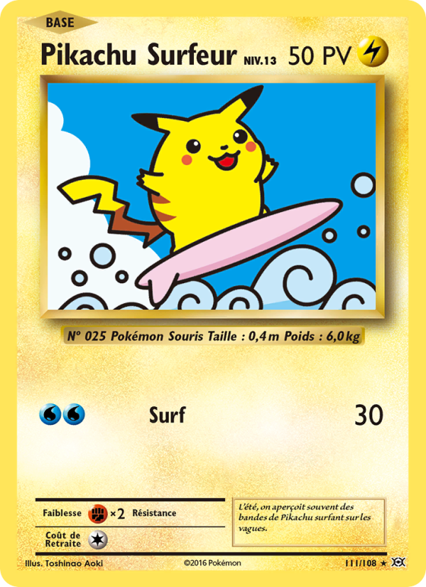 Pikachu Surfeur 111 — Évolutions (French Pokémon TCG card)