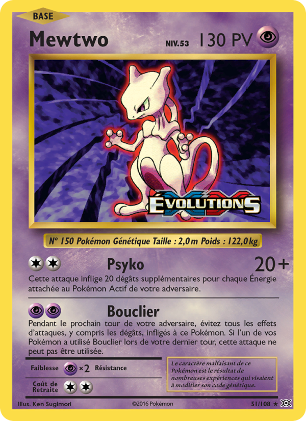 Mewtwo 51 — Évolutions (French Pokémon TCG card)