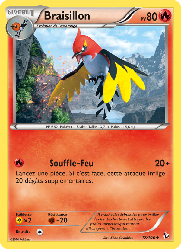 Braisillon 17 — Étincelles (French Pokémon TCG card)
