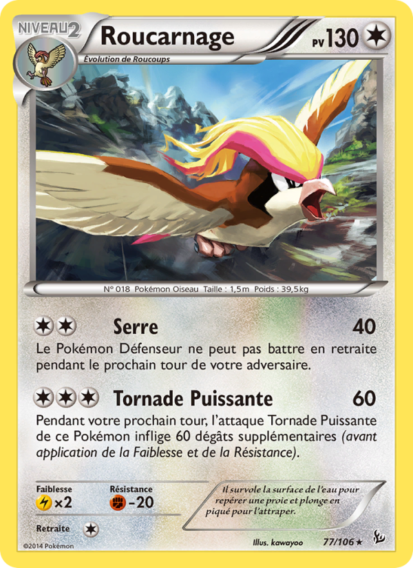 Roucarnage 77 — Étincelles (French Pokémon TCG card)