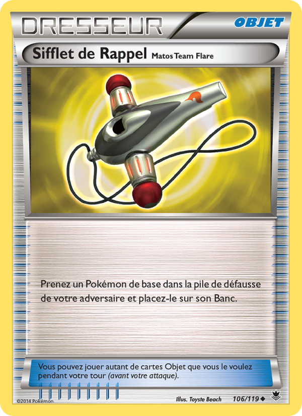Sifflet de Rappel Matos Team Flare 106 — Vigueur Spectrale (French Pokémon TCG card)