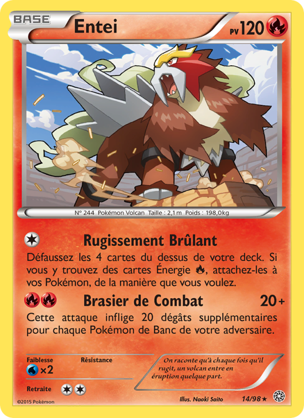 Entei 14 — Origines Antiques (French Pokémon TCG card)