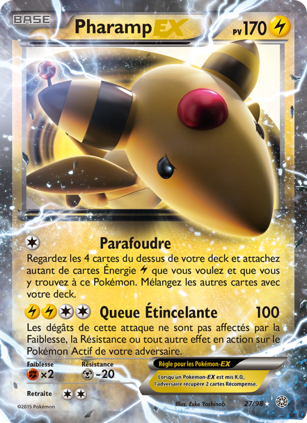 Pharamp EX 27 — Origines Antiques (French Pokémon TCG card)