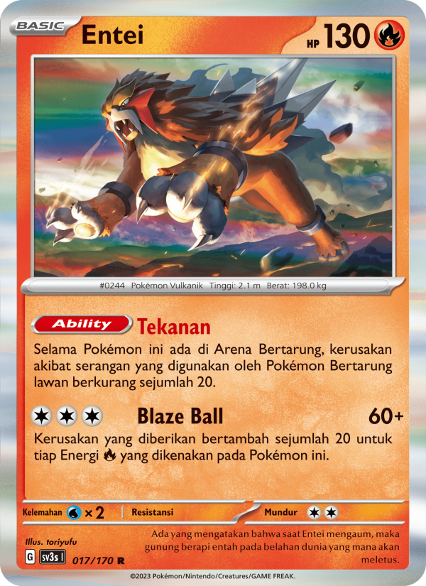 Entei 017 — Kilau Hitam (Indonesian Pokémon TCG card)