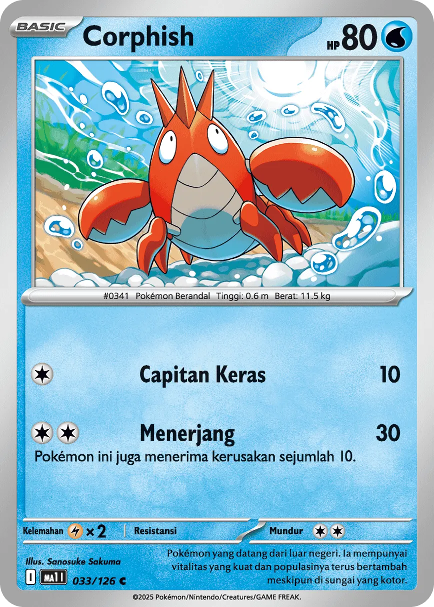 Corphish 033/184 — Mega Evolution ID/TH Singles (Indonesian Pokémon TCG card)