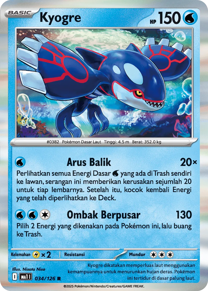 Kyogre 034/184 — Mega Evolution ID/TH Singles (Indonesian Pokémon TCG card)