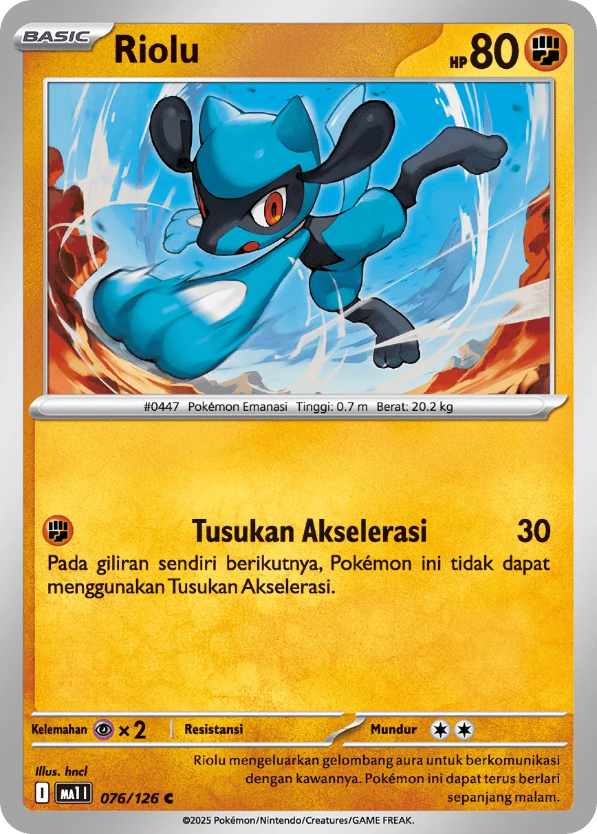 Riolu 076/184 — Evolusi Mega (Indonesian Pokémon TCG card)