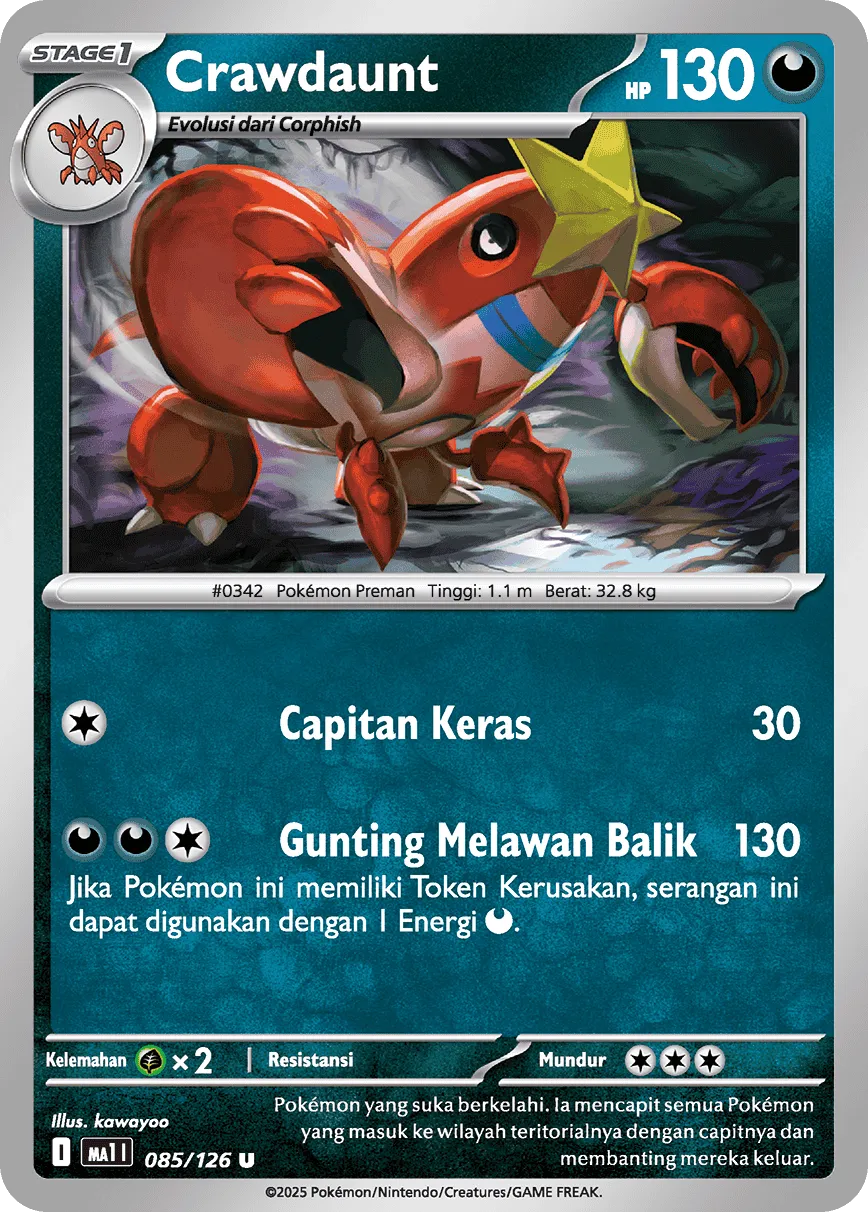 Crawdaunt 085/184 — Mega Evolution ID/TH Singles (Indonesian Pokémon TCG card)