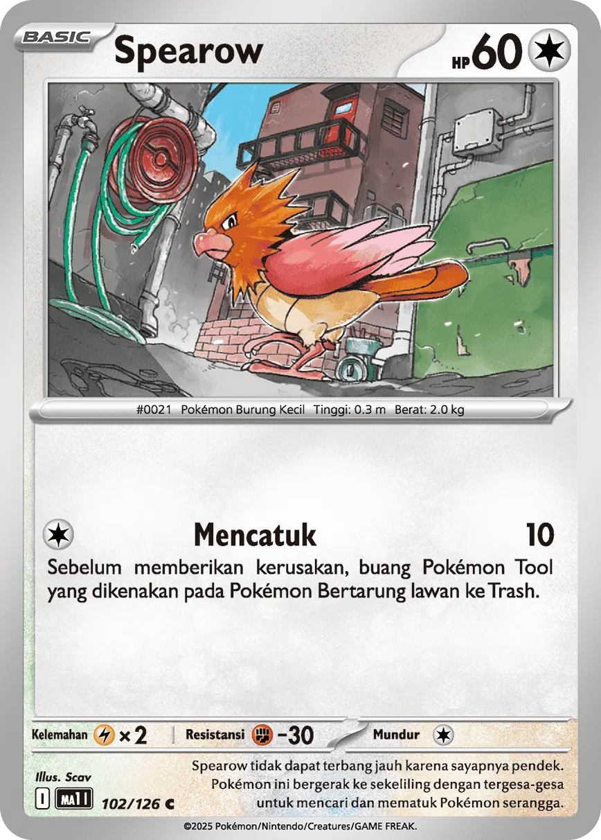 Spearow 102/184 — Mega Evolution ID/TH Singles (Indonesian Pokémon TCG card)