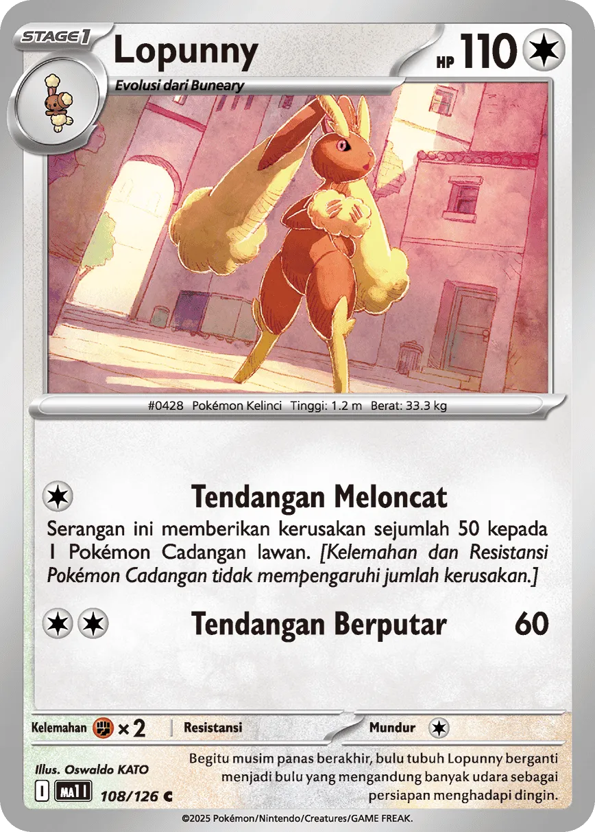 Lopunny 108/184 — Mega Evolution ID/TH Singles (Indonesian Pokémon TCG card)
