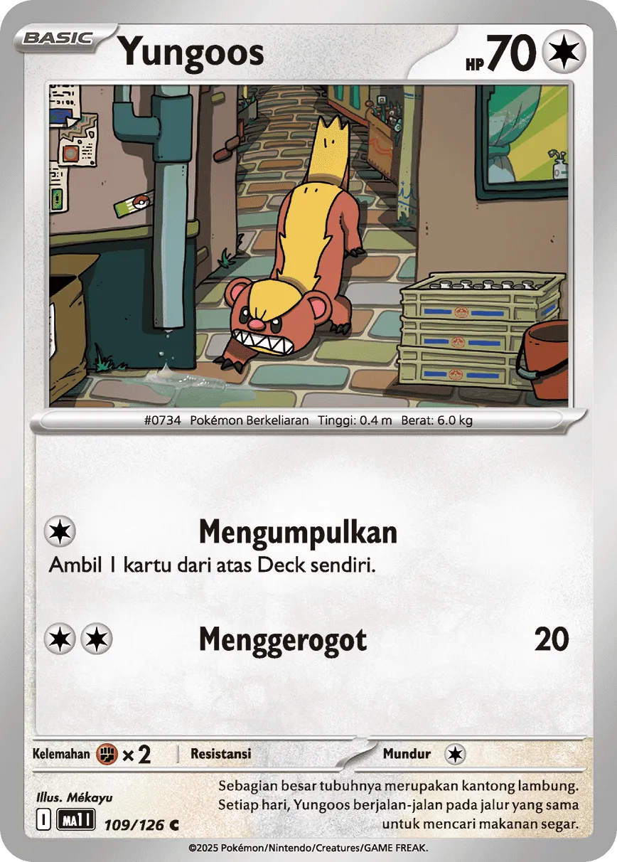 Yungoos 109/184 — Mega Evolution ID/TH Singles (Indonesian Pokémon TCG card)