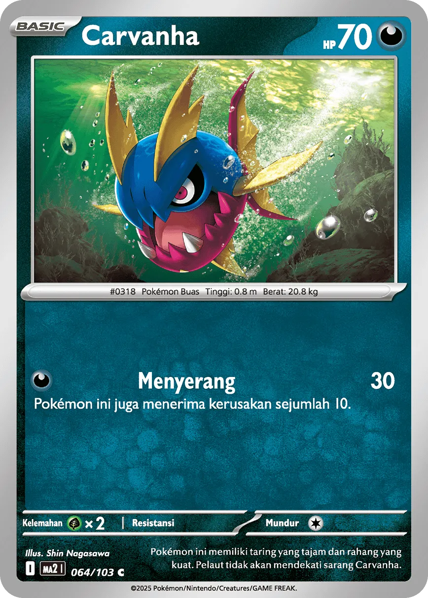 Carvanha 064 — Blue Blaze (Indonesian Pokémon TCG card)