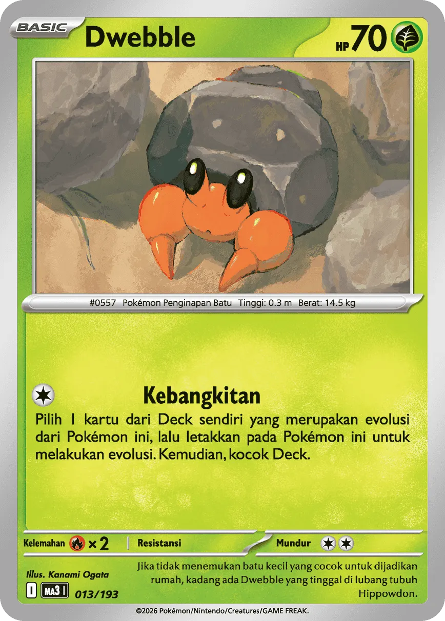 Dwebble 013 — MEGA Dream ex (Indonesian Pokémon TCG card)