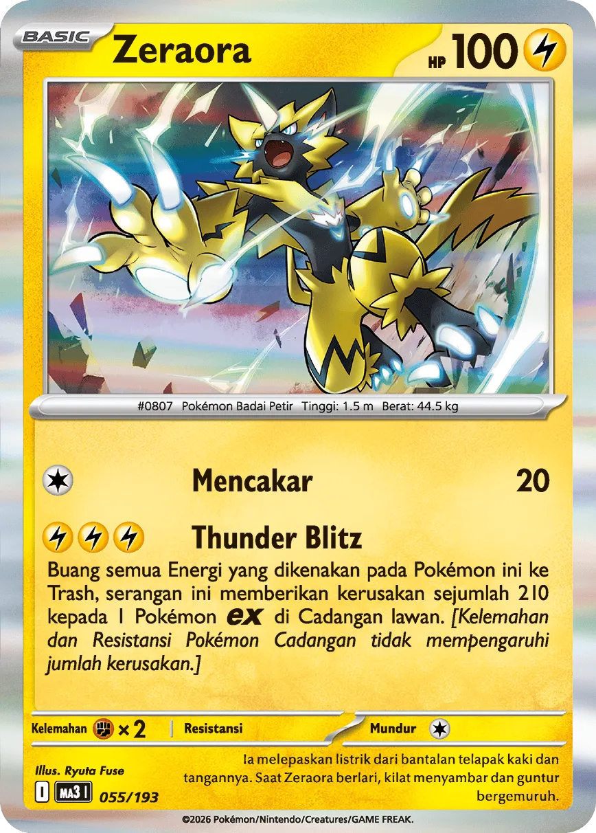 Zeraora 055 — MEGA Dream ex (Indonesian Pokémon TCG card)