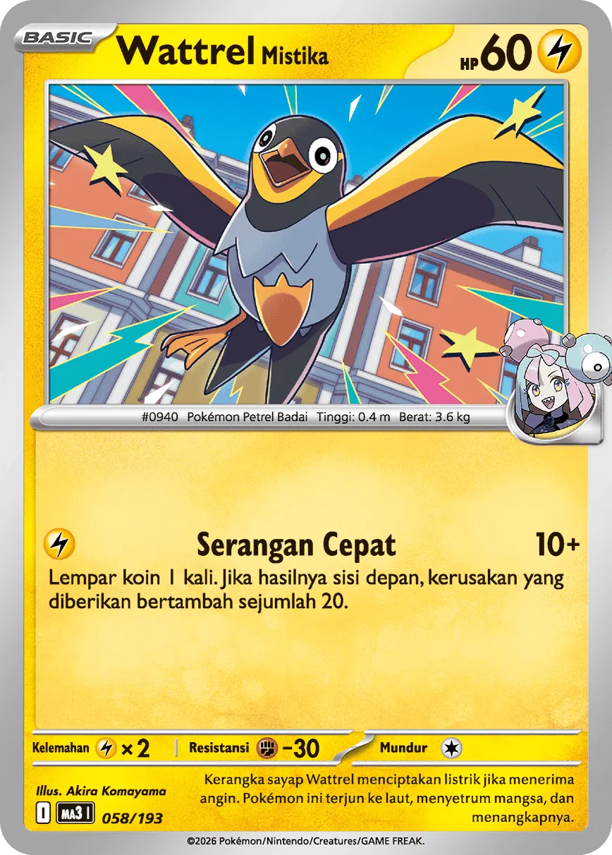 Iono's Wattrel 058 — MEGA Dream ex (Indonesian Pokémon TCG card)