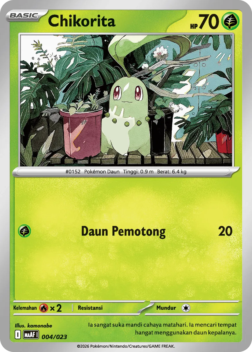 Chikorita 004 — Mega Venusaur ex Starter Deck (Indonesian Pokémon TCG card)