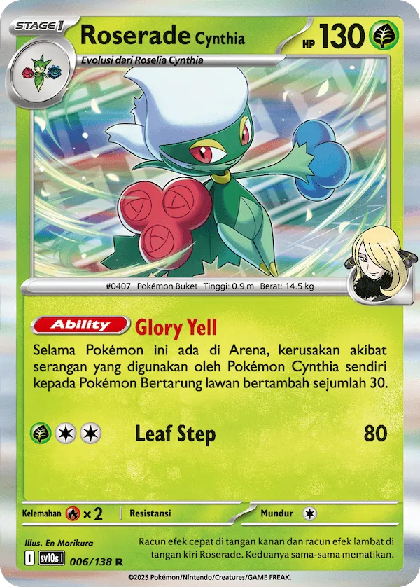 Cynthia's Roserade 006 — Presence of Champions (Indonesian Pokémon TCG card)
