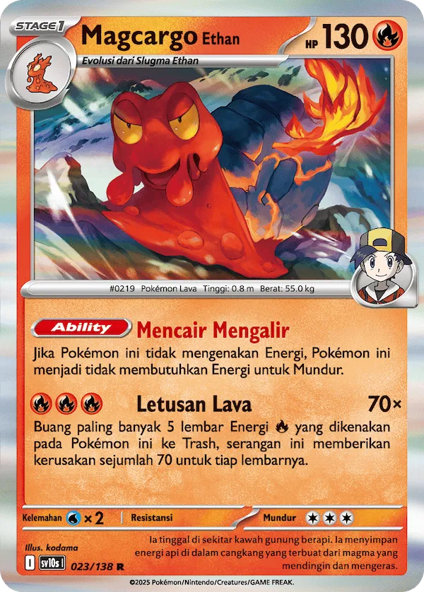 Ethan's Magcargo 023 — Presence of Champions (Indonesian Pokémon TCG card)
