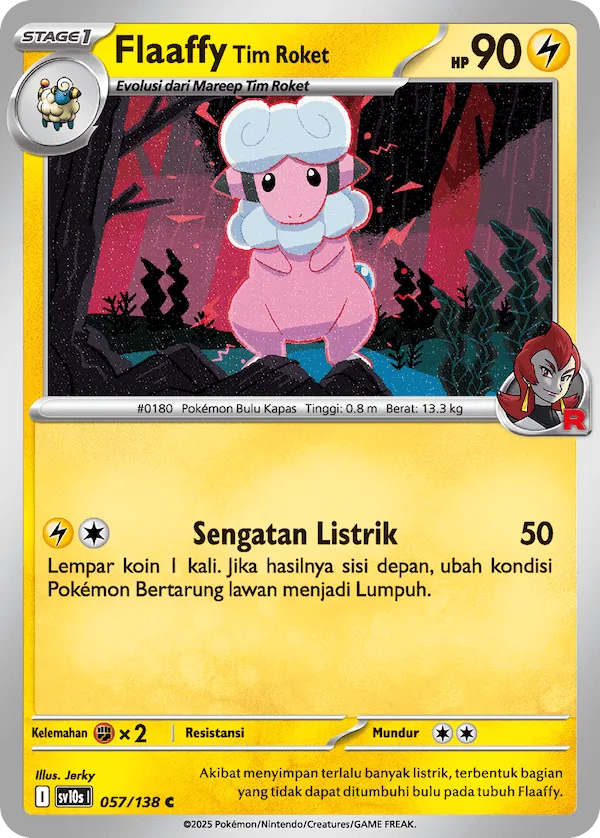 Team Rocket's Flaaffy 057 — Presence of Champions (Indonesian Pokémon TCG card)