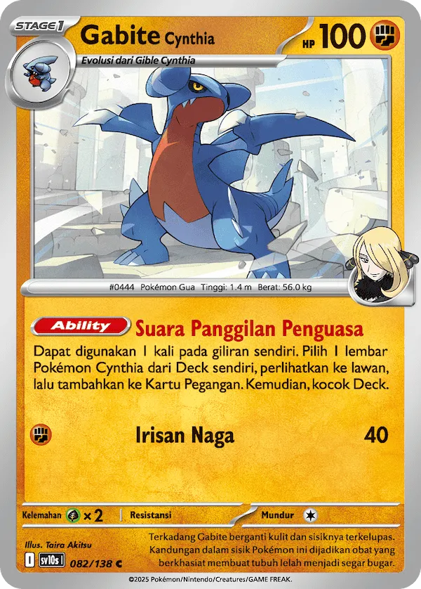 Cynthia's Gabite 082 — Presence of Champions (Indonesian Pokémon TCG card)