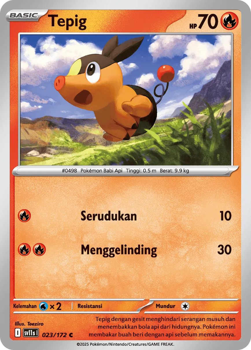 Tepig 023 — Black And White (Indonesian Pokémon TCG card)
