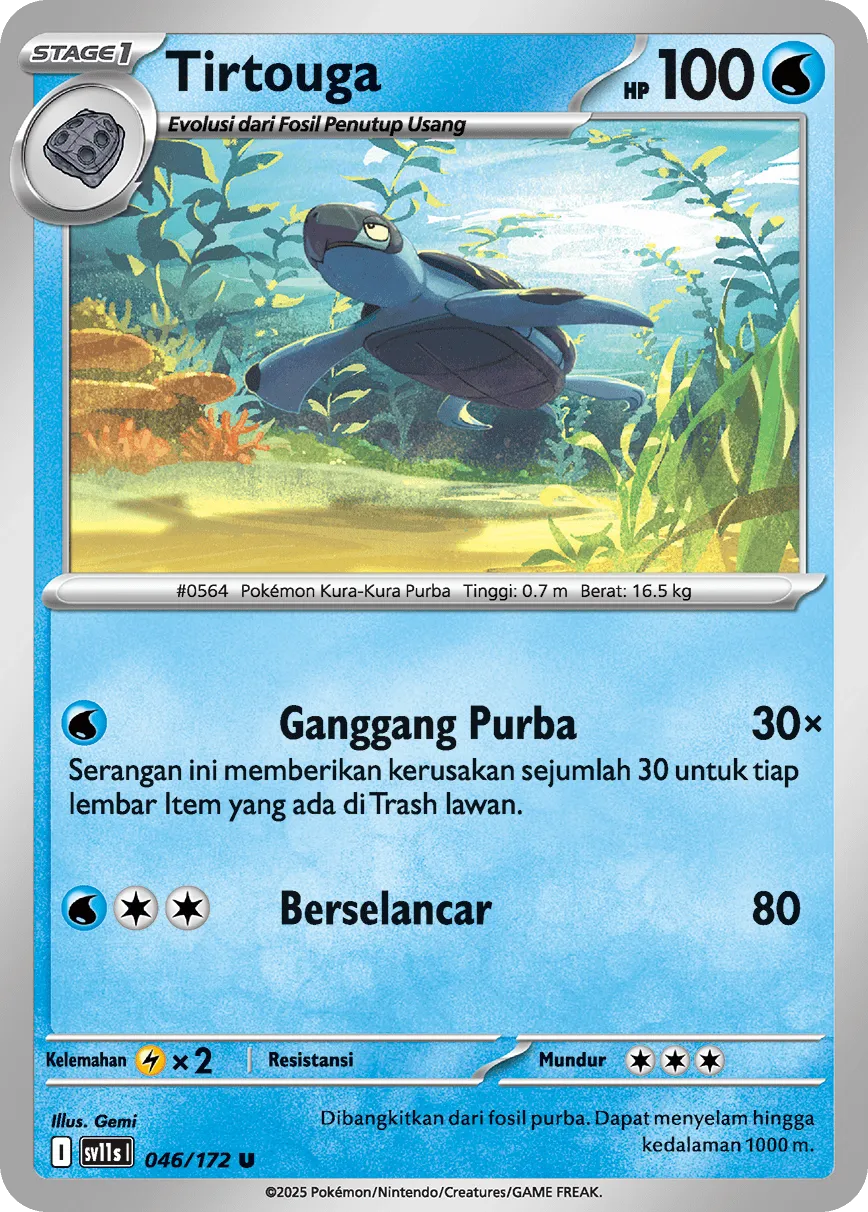 Tirtouga 046 — Black And White (Indonesian Pokémon TCG card)