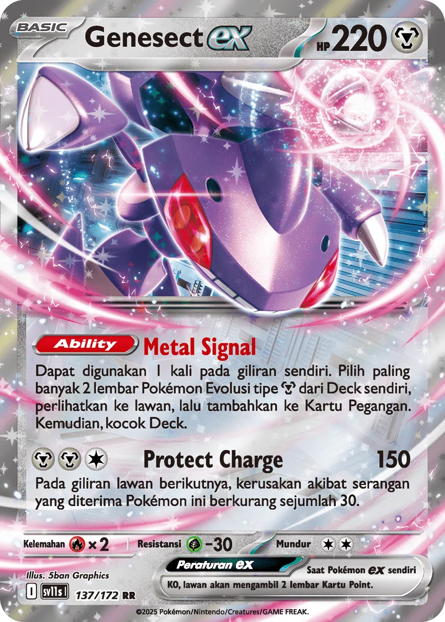 Genesect ex 137 — Black And White (Indonesian Pokémon TCG card)
