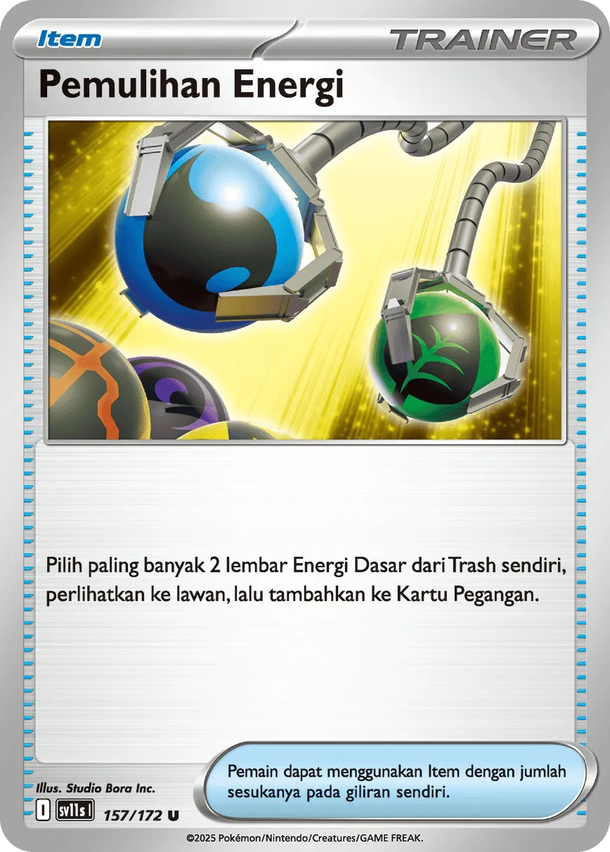 Energy Retrieval 157 — Black And White (Indonesian Pokémon TCG card)