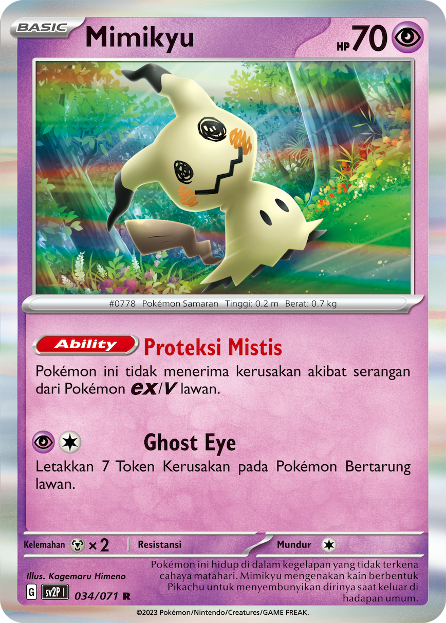 Mimikyu 034 — Mara Bahaya Salju (Indonesian Pokémon TCG card)