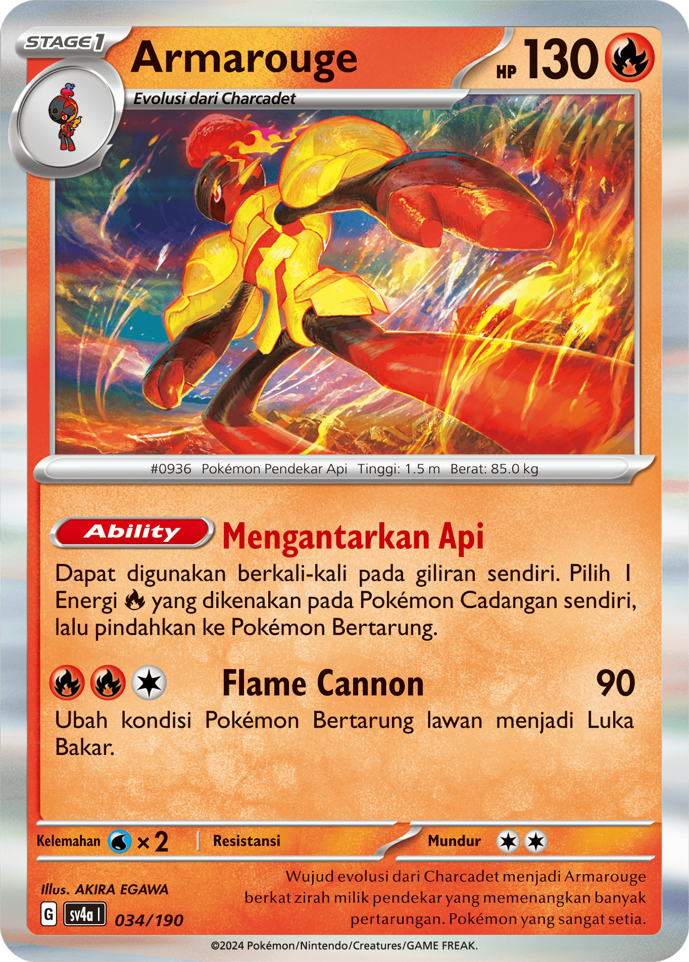 Armarouge 034 — Harta Berkilau ex (Indonesian Pokémon TCG card)