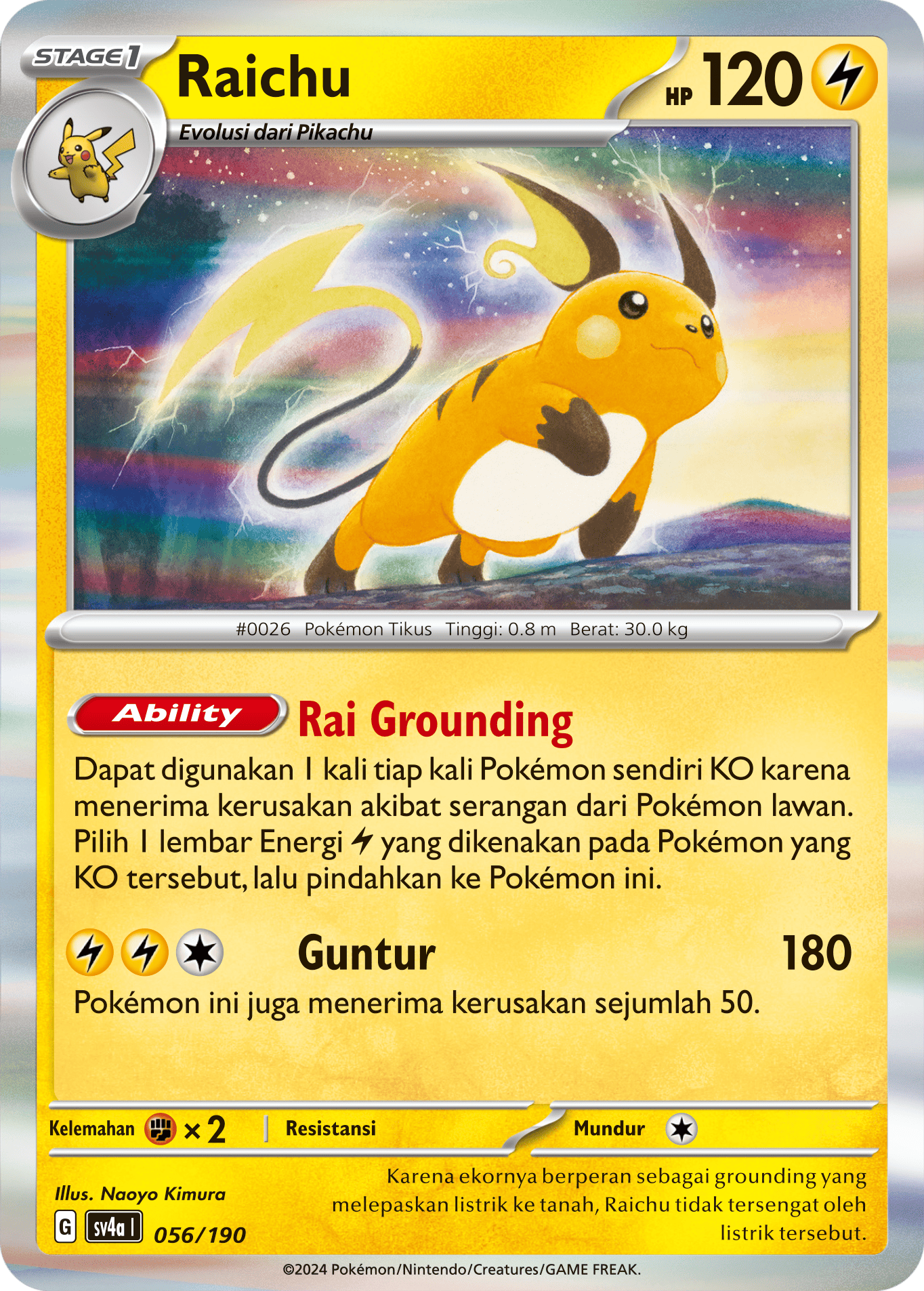 Raichu 056 — Harta Berkilau ex (Indonesian Pokémon TCG card)
