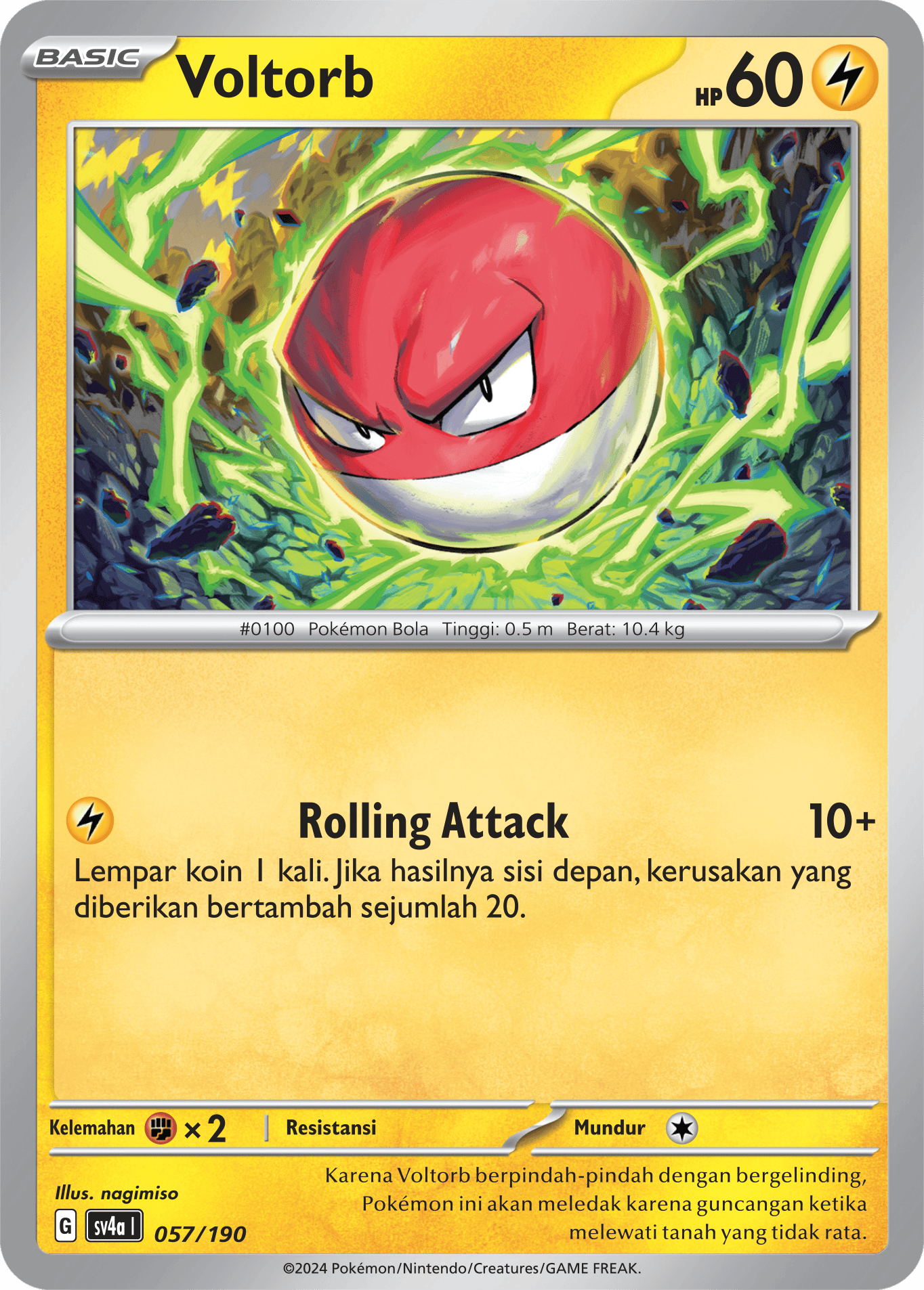 Voltorb 057 — Harta Berkilau ex (Indonesian Pokémon TCG card)