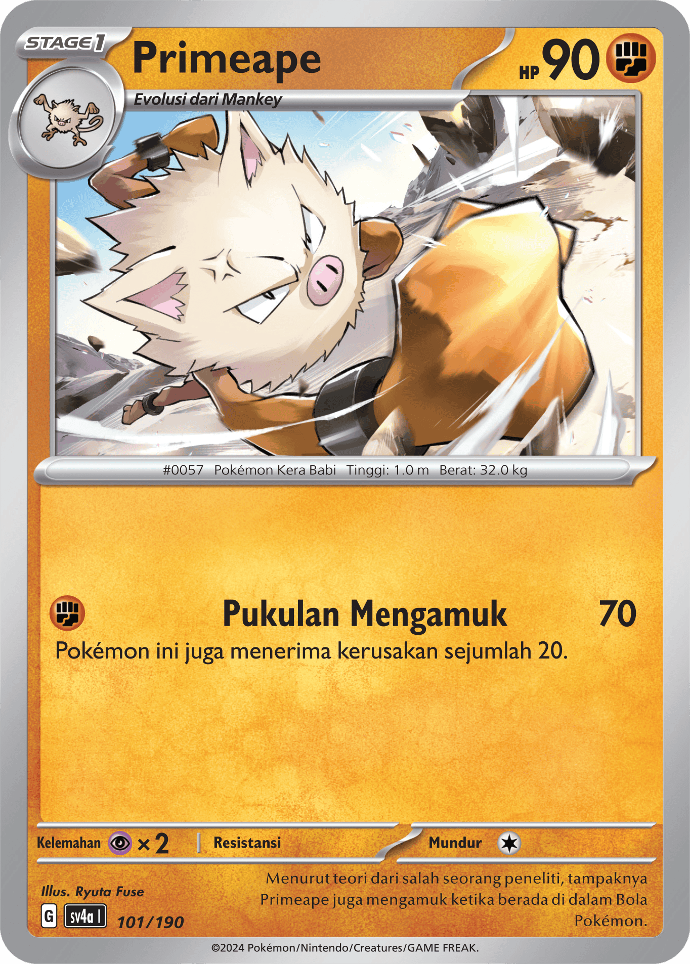 Primeape 101 — Harta Berkilau ex (Indonesian Pokémon TCG card)