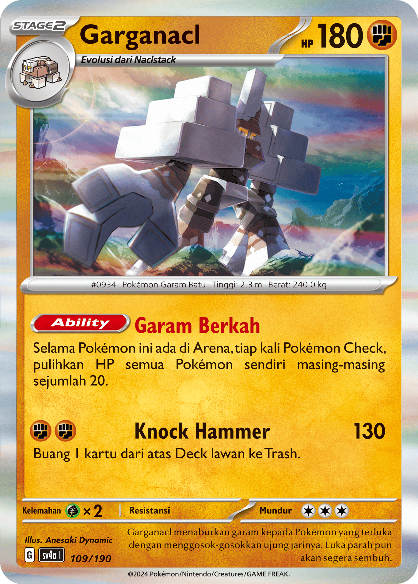Garganacl 109 — Harta Berkilau ex (Indonesian Pokémon TCG card)