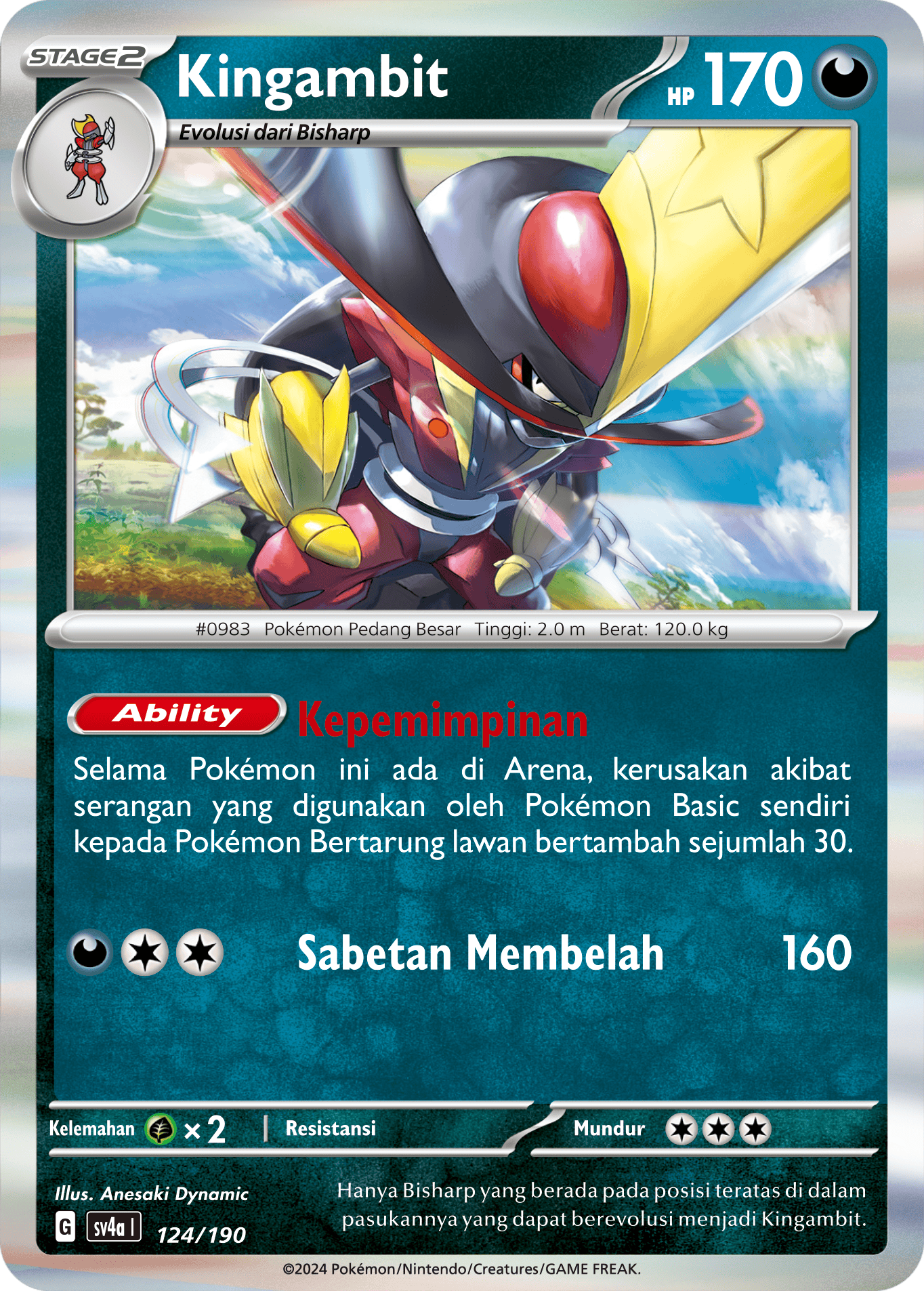 Kingambit 124 — Harta Berkilau ex (Indonesian Pokémon TCG card)