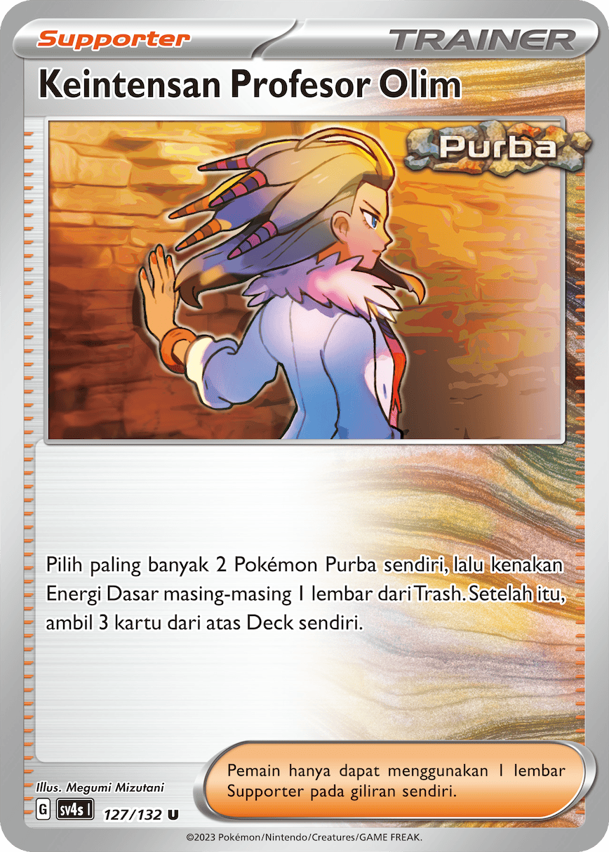 Keintensan Profesor Olim 127/132 — Pertemuan Paradoks (Indonesian Pokémon TCG card)