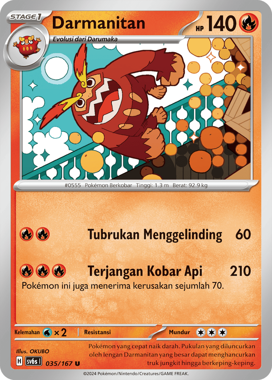 Darmanitan 035 — Topeng Transfigurasi (Indonesian Pokémon TCG card)