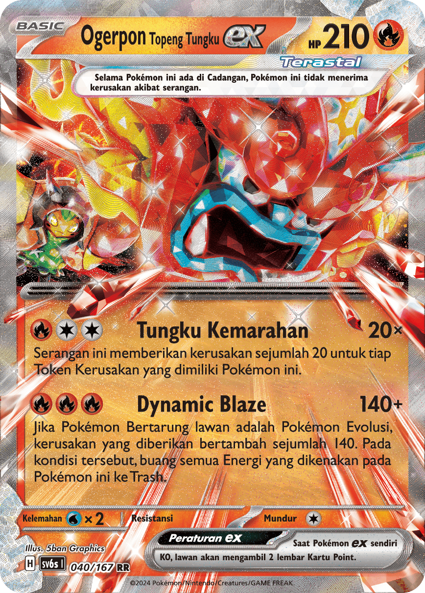 Ogerpon Topeng Tungku ex 040 — Topeng Transfigurasi (Indonesian Pokémon TCG card)