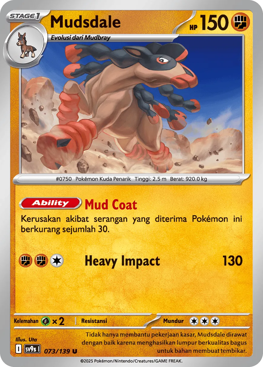 Mudsdale 073 — Ikatan Takdir (Indonesian Pokémon TCG card)