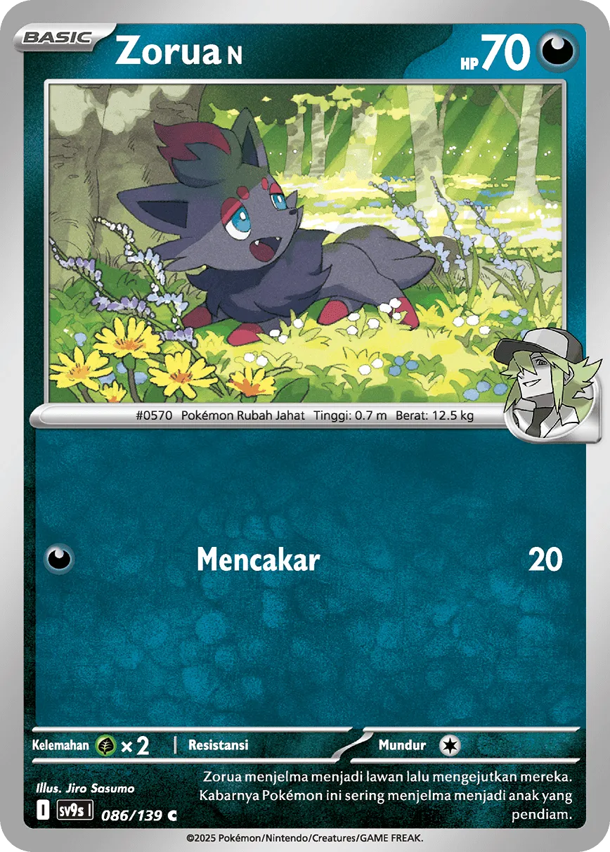 N's Zorua 086 — Ikatan Takdir (Indonesian Pokémon TCG card)