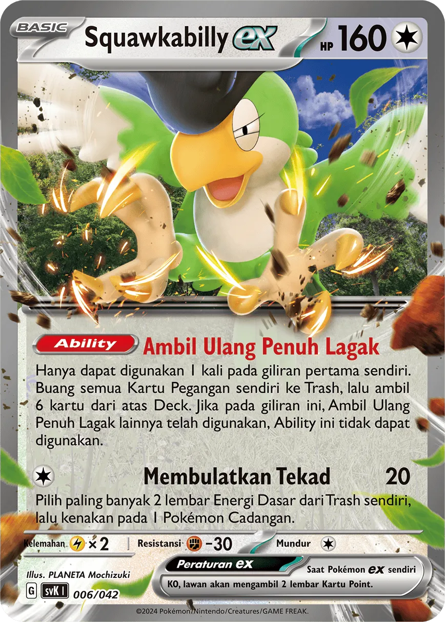 Squawkabilly ex 006 — Stellar Guidance Deck Build Box (Indonesian Pokémon TCG card)