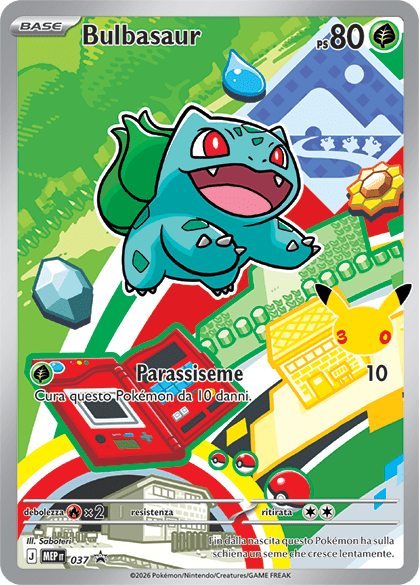 Bulbasaur 037 — Illustrazione Primi Compagni D’Avventura – Serie 1 (Italian Pokémon TCG card)