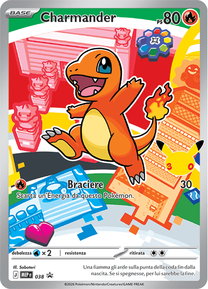 Charmander 038 — Illustrazione Primi Compagni D’Avventura – Serie 1 (Italian Pokémon TCG card)