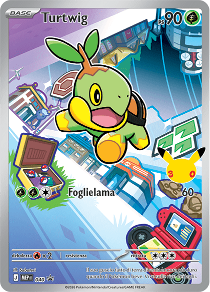 Turtwig 040 — Illustrazione Primi Compagni D’Avventura – Serie 1 (Italian Pokémon TCG card)