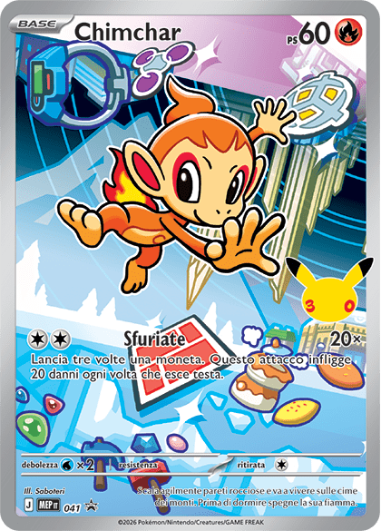 Chimchar 041 — Illustrazione Primi Compagni D’Avventura – Serie 1 (Italian Pokémon TCG card)