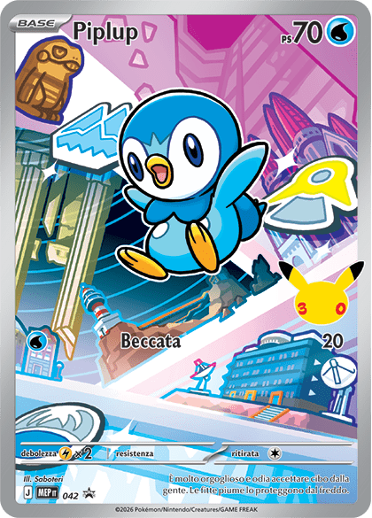 Piplup 042 — Illustrazione Primi Compagni D’Avventura – Serie 1 (Italian Pokémon TCG card)