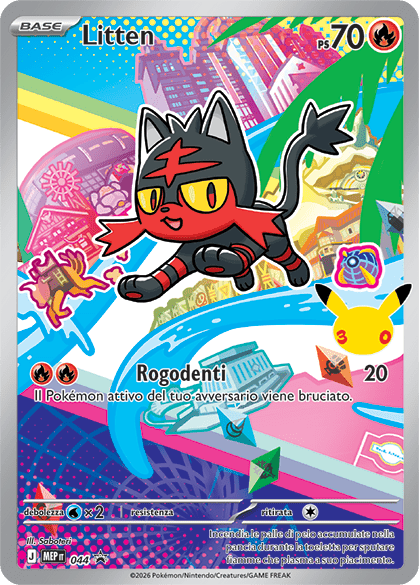 Litten 044 — Illustrazione Primi Compagni D’Avventura – Serie 1 (Italian Pokémon TCG card)