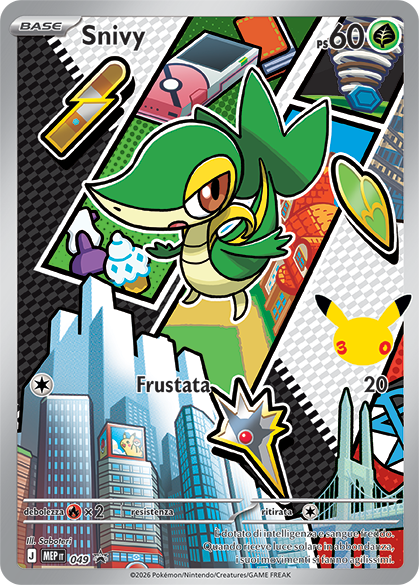 Snivy 049 — Illustrazione Primi Compagni D’Avventura – Serie 1 - 2 - 3 (Italian Pokémon TCG card)
